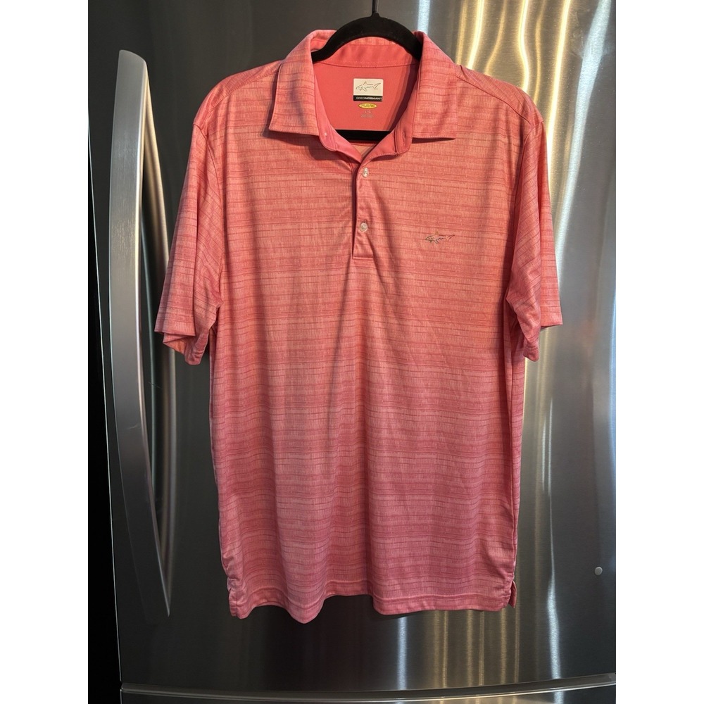 Greg Norman  Men's‎ Golf Polo Shirt Size: Large Coral/Pink Play Dry